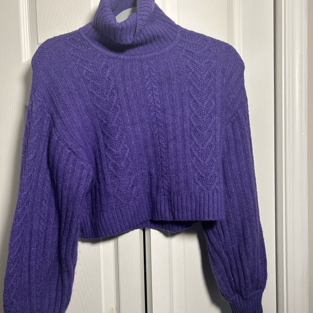 Purple croquet knit sweater with sleeves